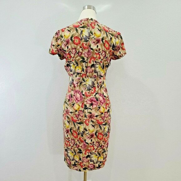 ADRIANNA PAPELL Womens Dress 6 Floral Short Sleeve Silk - Picture 5 of 11